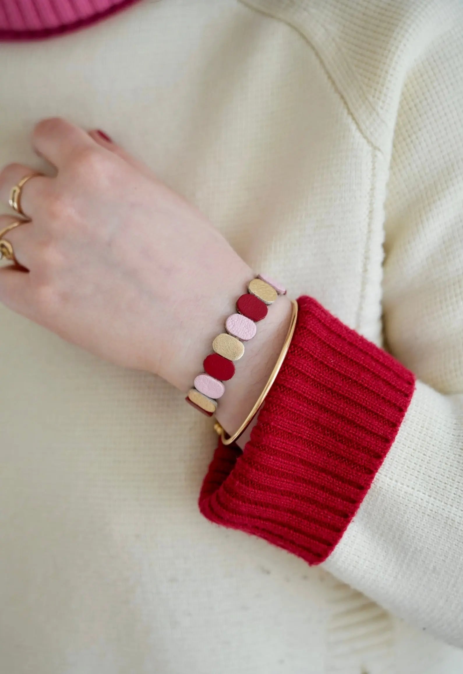 Bracelet tricolore en cuir - Maison Pevilia Maison Pevilia