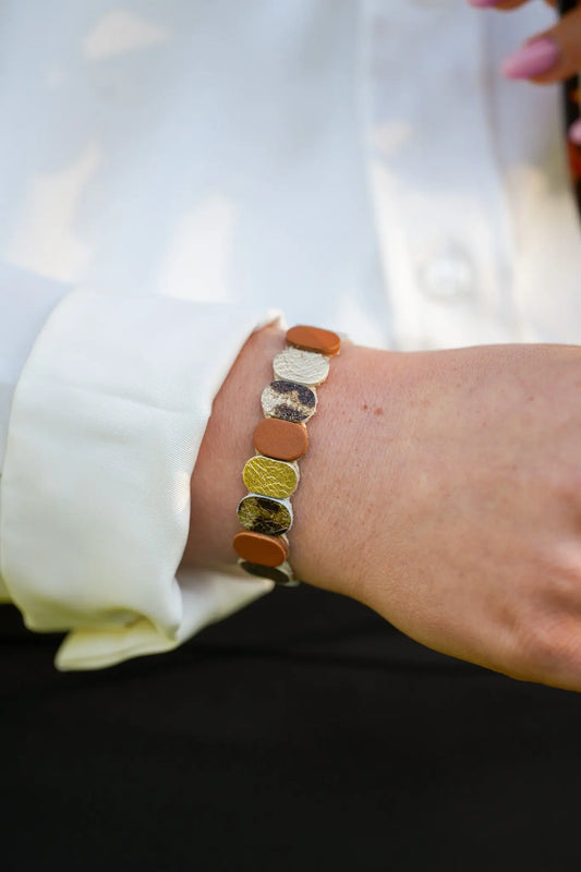 Bracelet tricolore cuir -Maison Pevilia